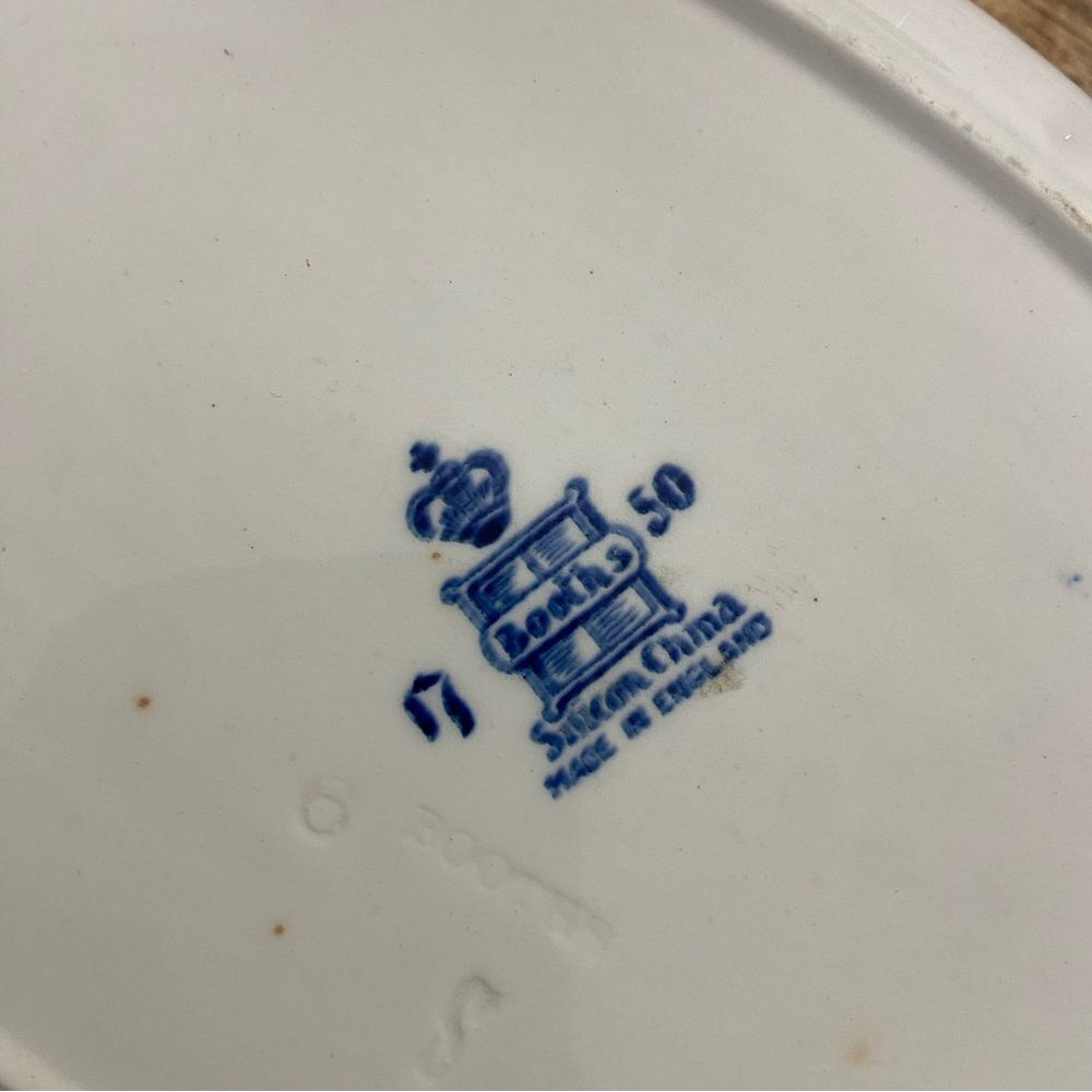 Vintage or antique BOOTHS blue and white country French floral oval bowl 11” - Picture 4 of 4